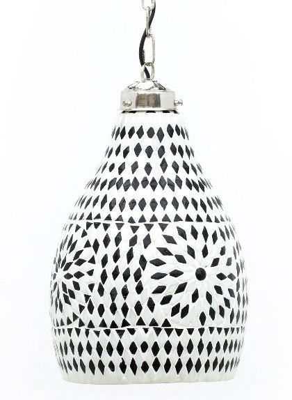 Black & white mosaic pendant lamp