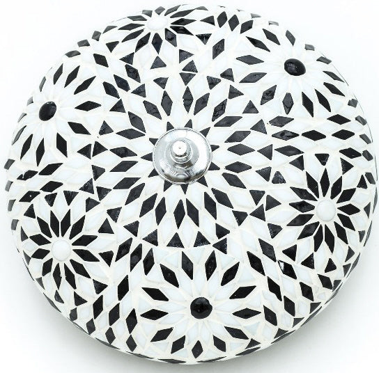 Oriental mosaic ceiling lamp black & white bohemian 24 cm