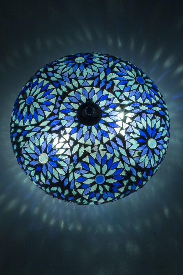 Orientalische Deckenlampe Mosaik blau 24 cm