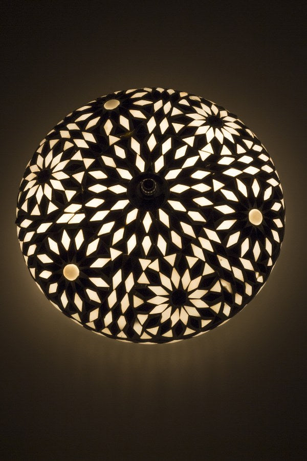 Oriental mosaic ceiling lamp black & white bohemian 24 cm