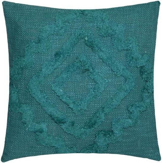 Inca sierkussen getuft – 40 x 40 cm, katoenen hoes, okergeel, blauw of ivoor – foto 3