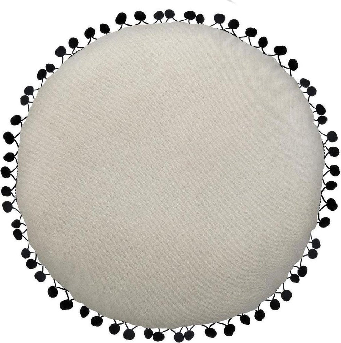 Round Decorative Cushion - Mandala - Black and White - Diameter 40 cm