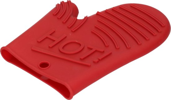 Siliconen ovenwant – antislip keukenhandschoen, 15,5 x 21 cm, zwart of rood – foto 3