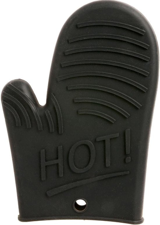 Siliconen ovenwant – antislip keukenhandschoen, 15,5 x 21 cm, zwart of rood – foto 2