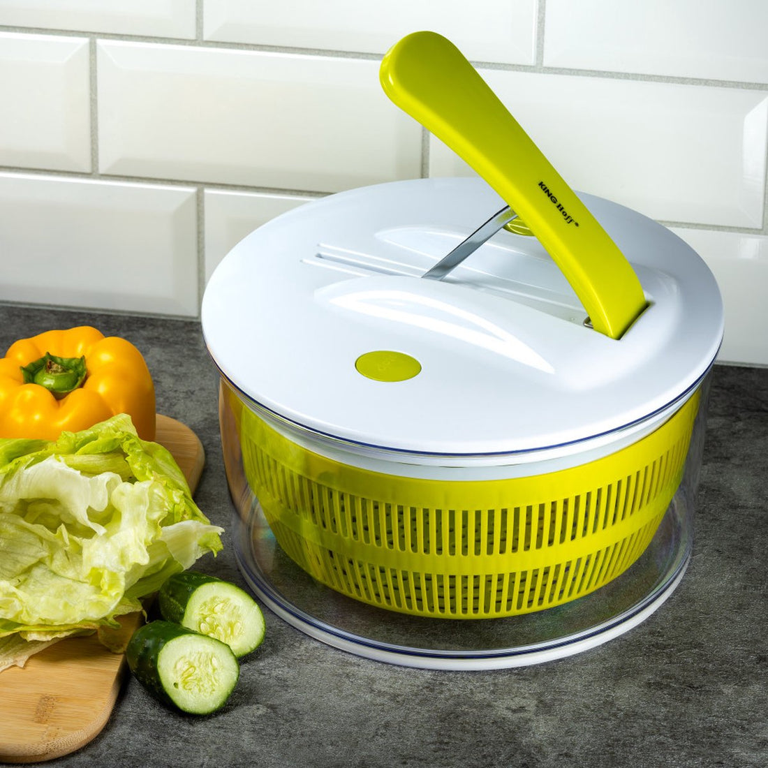 Kinghoff - Salad spinner - Lettuce strainer - green / white