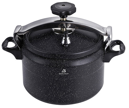 8-liter black pressure cooker with non-stick marble coating