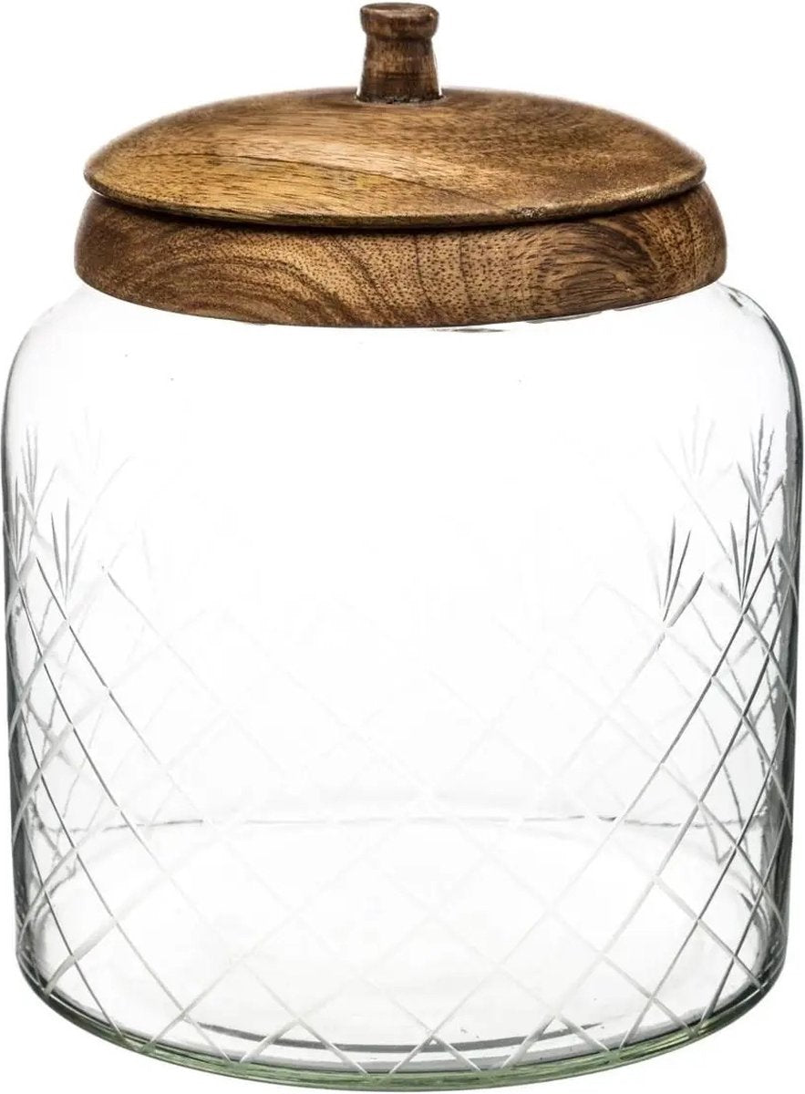 Candy jar - storage jar 2.7L glass with wooden lid
