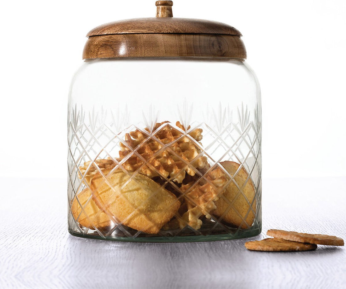 Candy jar - storage jar 2.7L glass with wooden lid