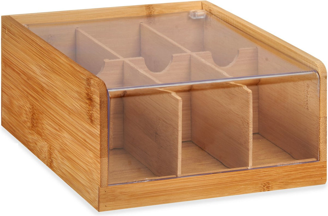 Storage box 6-compartment - wood - brown - 22x20x10 cm - Storage box