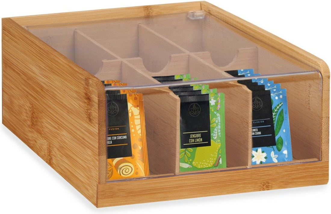 Storage box 6-compartment - wood - brown - 22x20x10 cm - Storage box