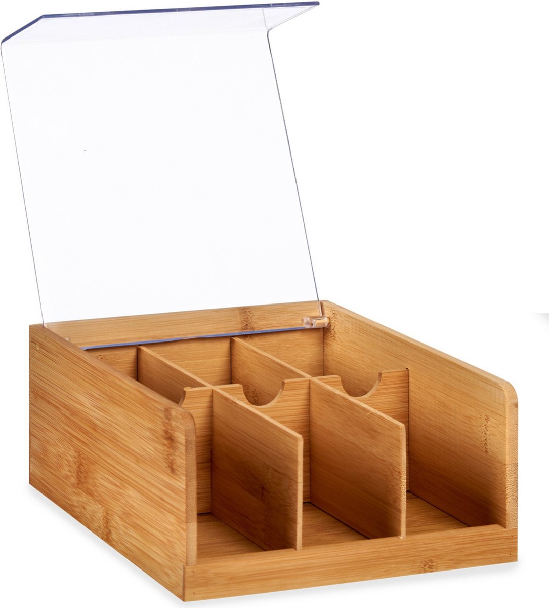 Storage box 6-compartment - wood - brown - 22x20x10 cm - Storage box
