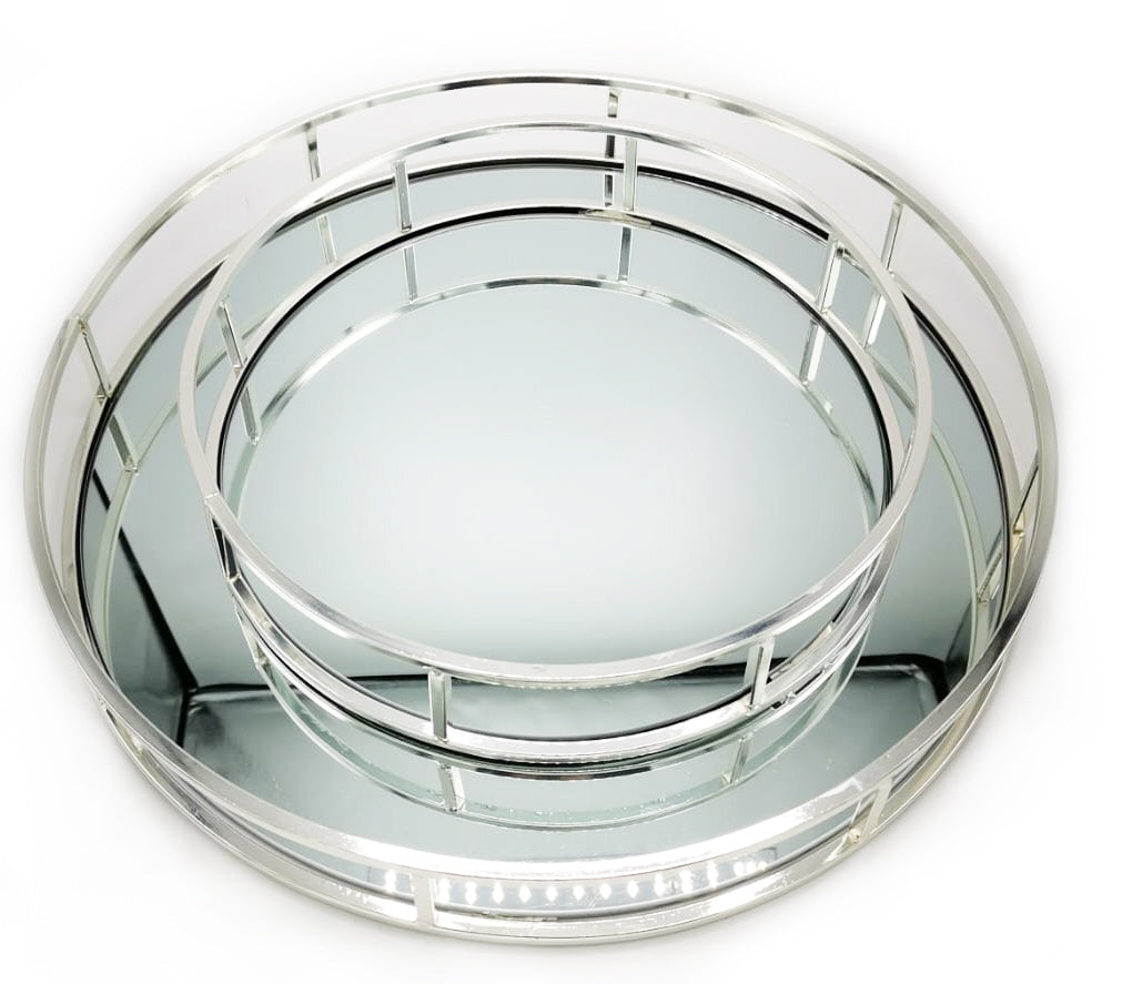 Spiegel-Rundtablett, Silber