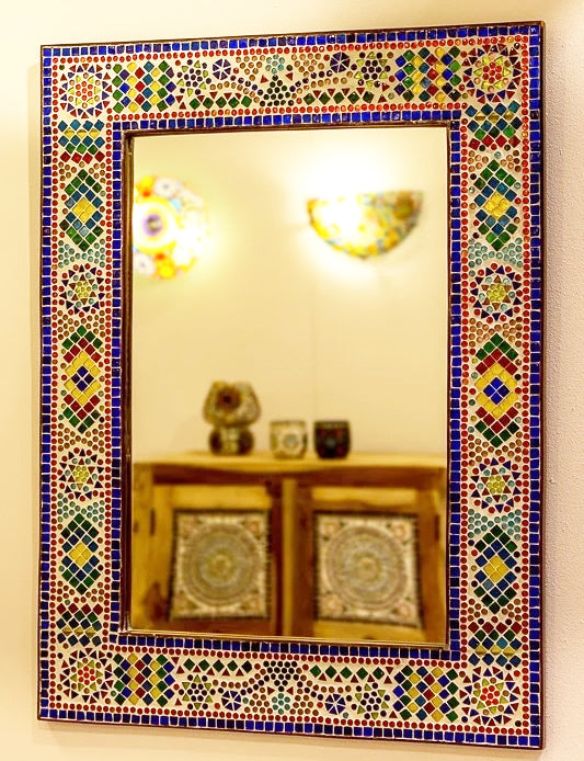 Miroir mosaïque oriental multicolore