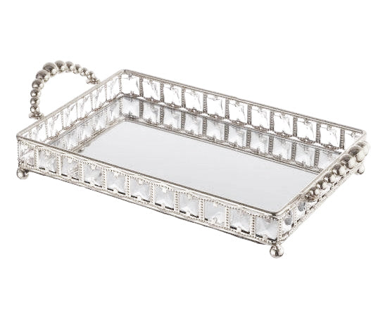Rectangular mirrored tray