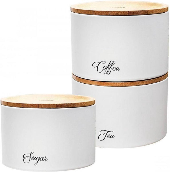 Klausberg 7507 voorraadpotten koffie, thee en suiker – set van 3, wit