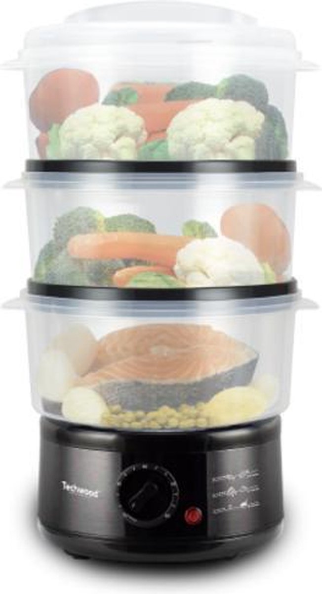 Techwood TCV376 - Food Steamer - 3 Stackable Steam Baskets - 7.5 litres
