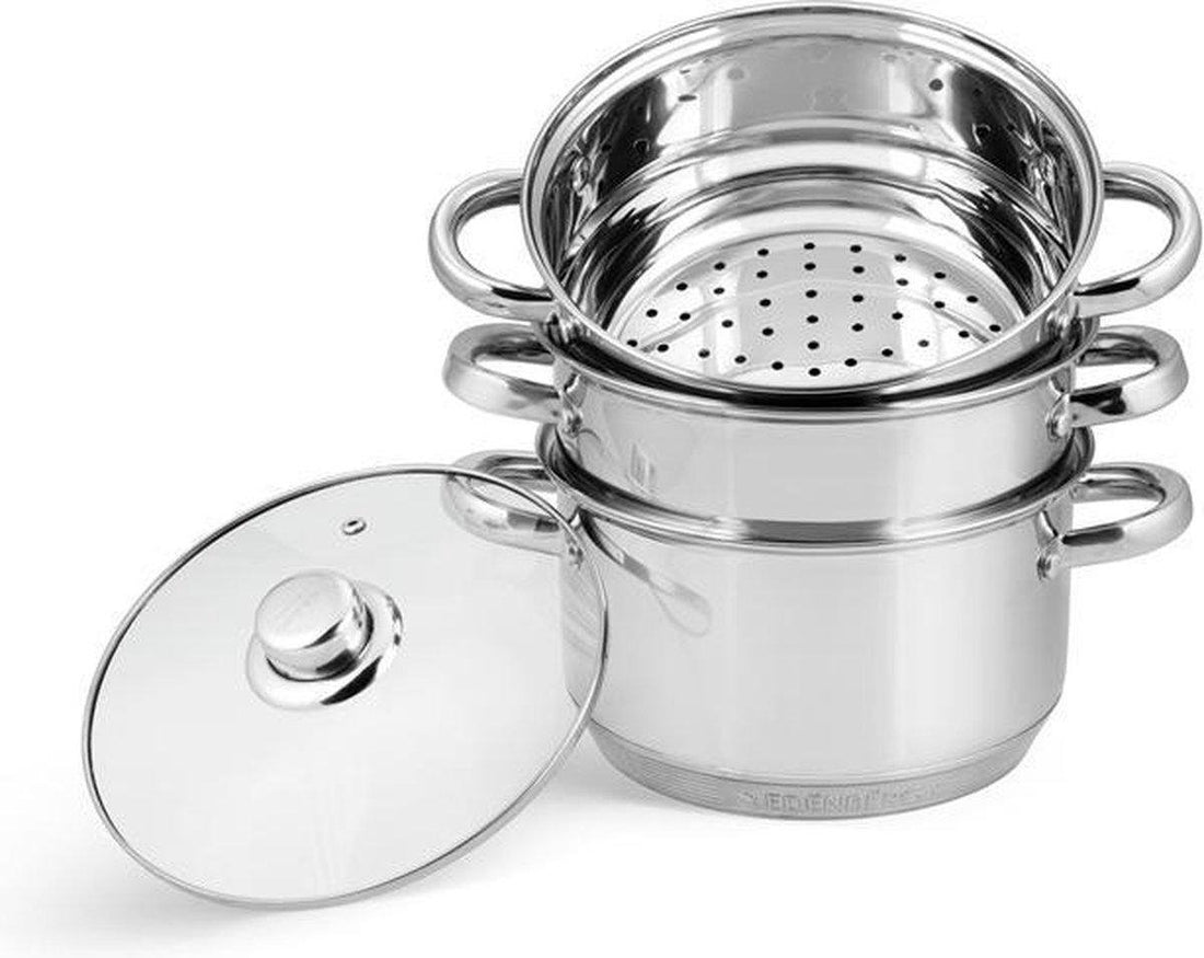 Edënbërg - Dampfgarer-Set - Ø 20 cm - 4-teilig - 9-lagiger Boden