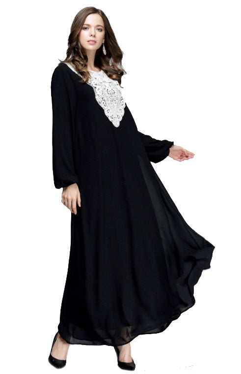 Abaya en dentelle mousseline