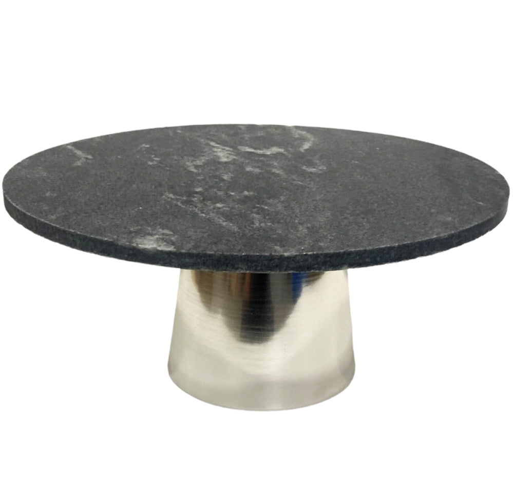 Runde Tortenplatte Marmor Tortenständer Ø 30 cm-schwarz