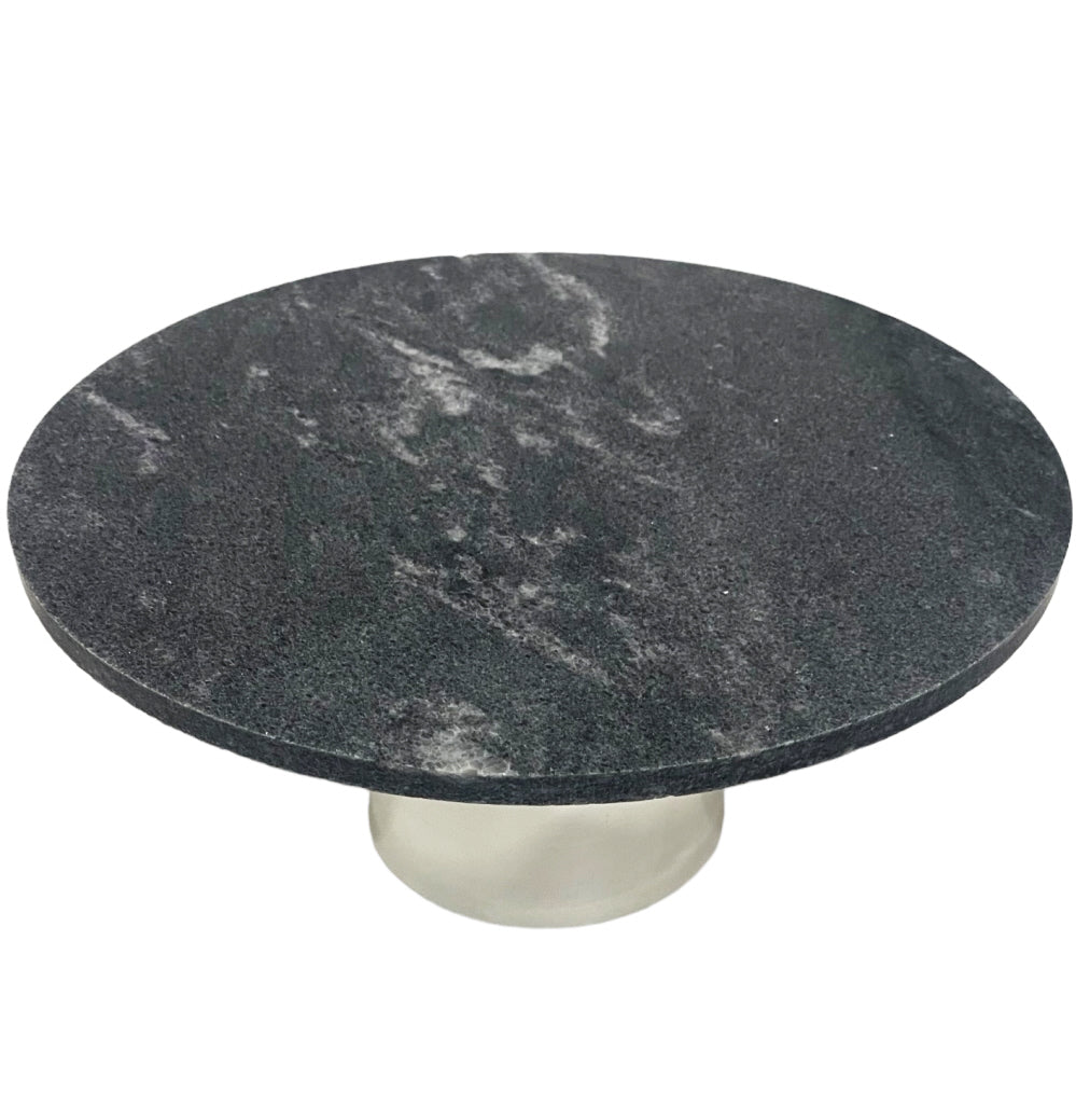 Runde Tortenplatte Marmor Tortenständer Ø 30 cm-schwarz