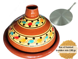 Aardewerk tajine Ø 30 cm met inductie adapter en 190 g ras el hanout