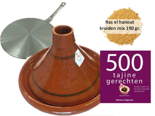 Tajine-Set Induktion, 4-6 Pers. Tajine, 190 g Gewürze, Kochbuch, Induktionsadapter