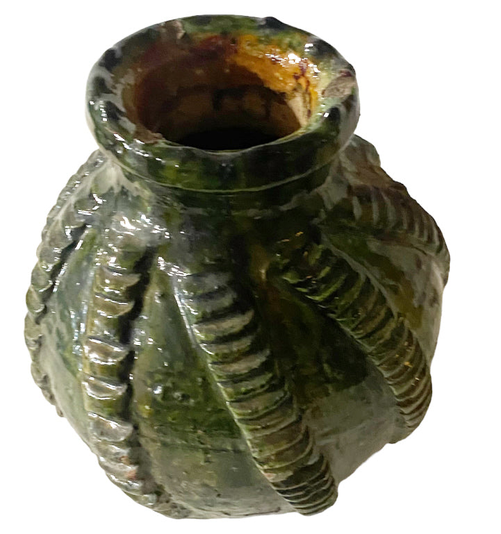 Vase vintage en poterie de Tamegroute - pot relief