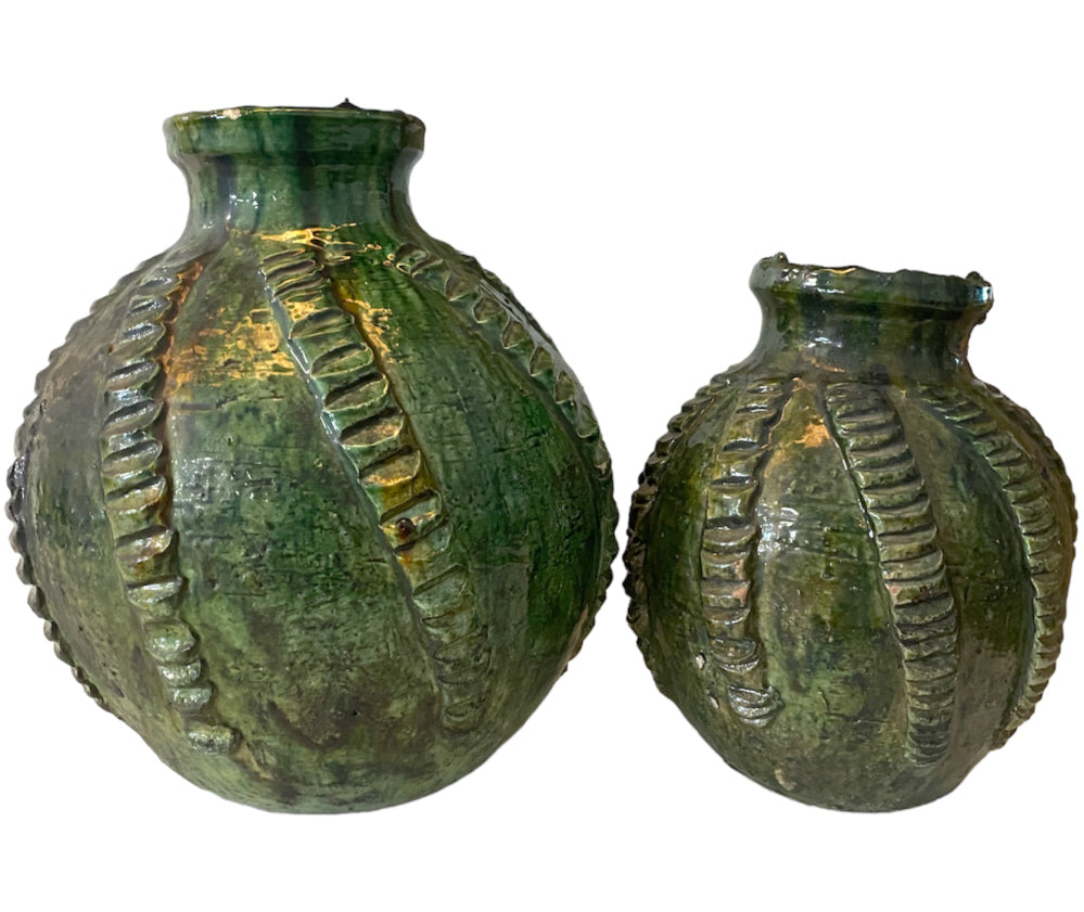 Vase vintage en poterie de Tamegroute - pot relief