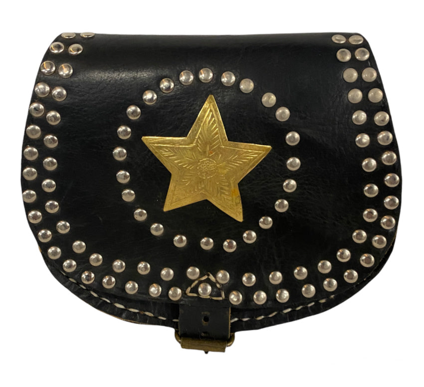 Marokkanische Ledertasche Stern schwarz