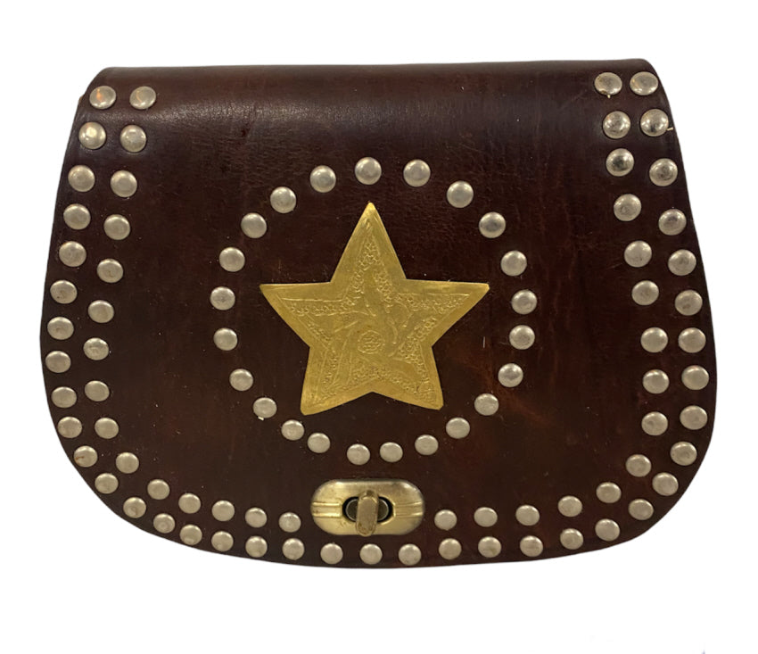 Marokkanische Ledertasche Stern dunkelbraun
