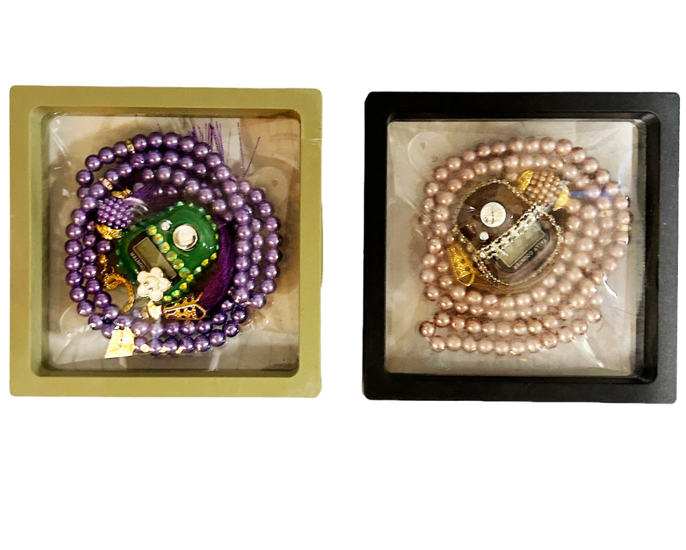 Tasbih gift set – tasbeeh met 99 kralen en digitale teller, paars of rose gold