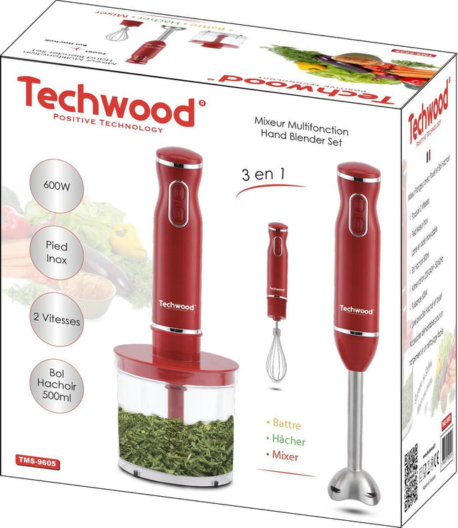 Techwood - Hand blender set - 3-in-1 - red
