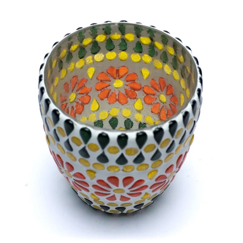 Mosaik-Teelichthalter grün / gelb
