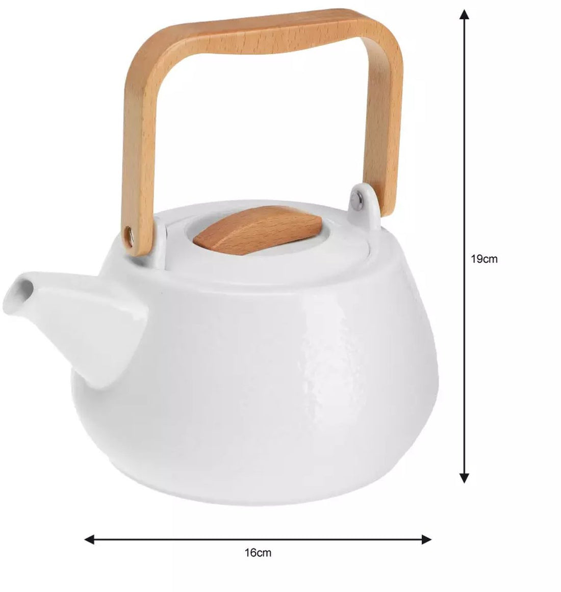 Porcelain Teapot - 1.2 Liters, Elegant Design with Beechwood Handle - Perfect for Tea Lovers