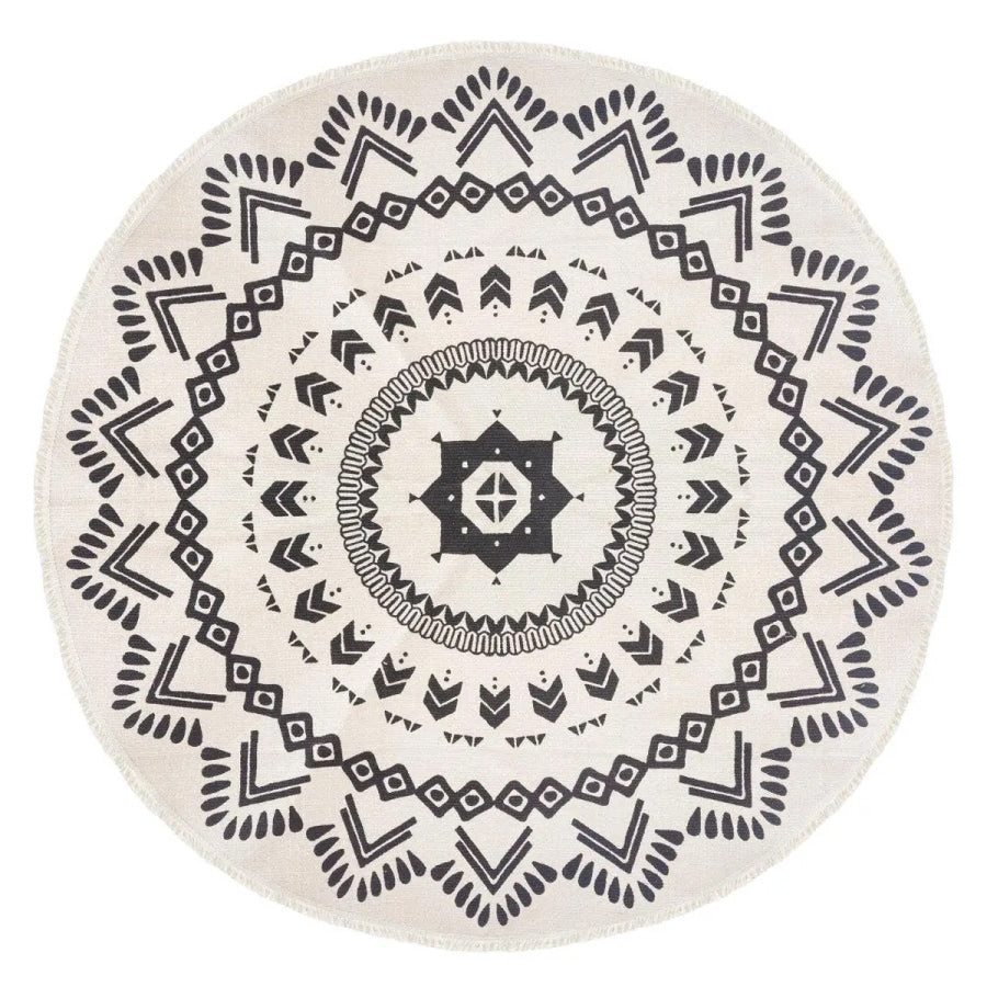 Tapis rond en coton à motifs graphiques - Ø120 cm