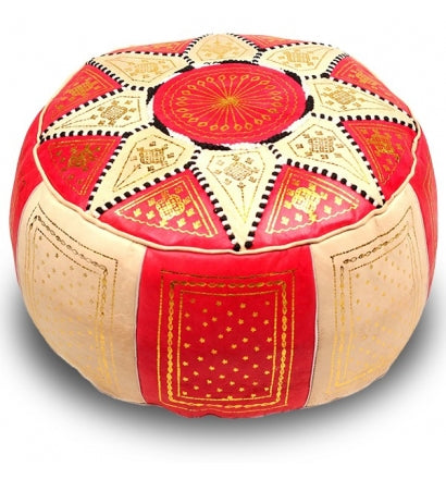 Moroccan Pouf Red/White