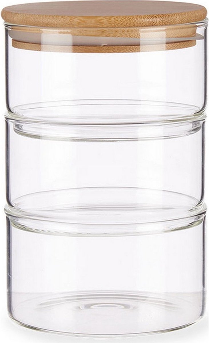 Blik bewaarpot Transparant Bamboe Borosilicaatglas (1200 ml)