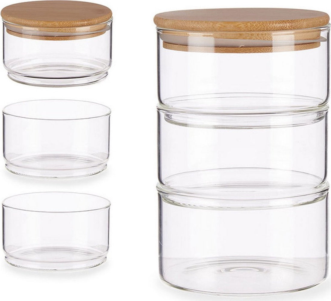 Blik bewaarpot Transparant Bamboe Borosilicaatglas (1200 ml)
