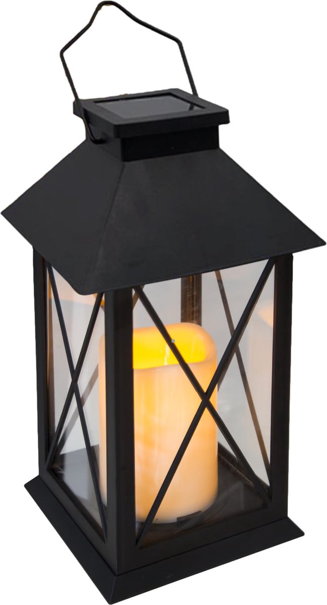 Tuinlantaarn met LED-kaars op zonne-energie – solar lantaarn, 28 cm