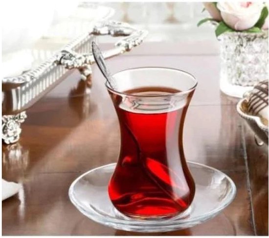 Türkische Teegläser mit Untersetzern – 6er-Set – 130 ML