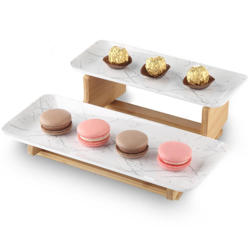 Étagère à 2 niveaux en mélamine design marbre