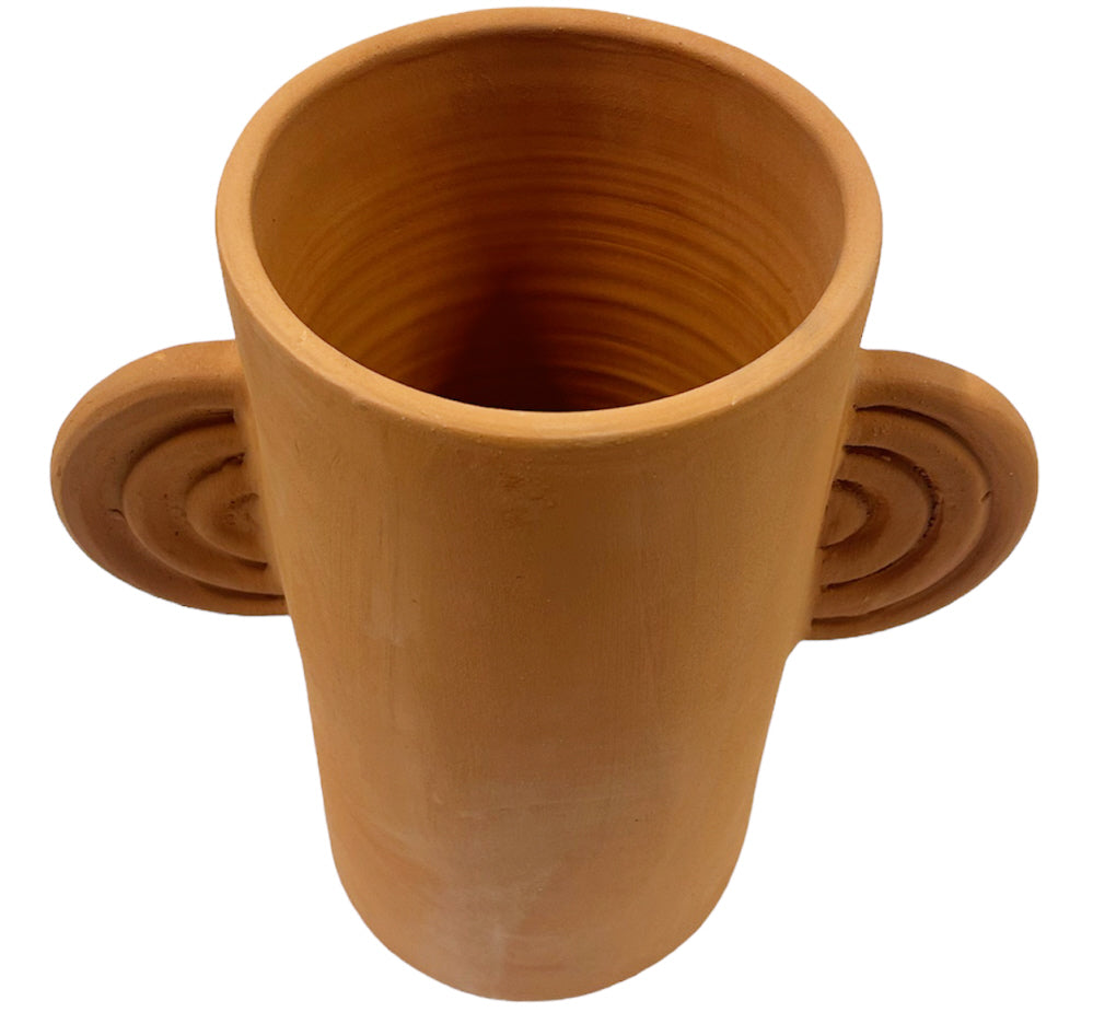 Marokkaanse terracotta vaas met oren – naturel, handgemaakt, 25 cm hoog – foto 2