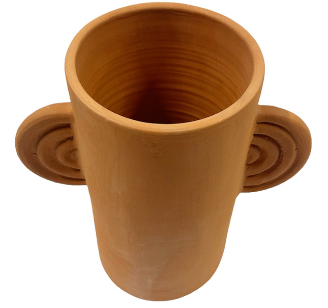 Marokkaanse terracotta vaas met oren – naturel, handgemaakt, 25 cm hoog – foto 2