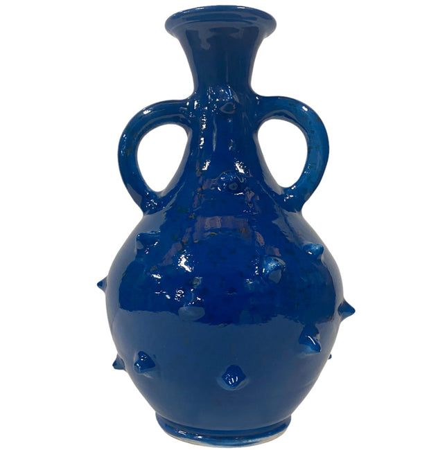 Vaas kruik met stekels donkerblauw – aardewerk met glanzend glazuur