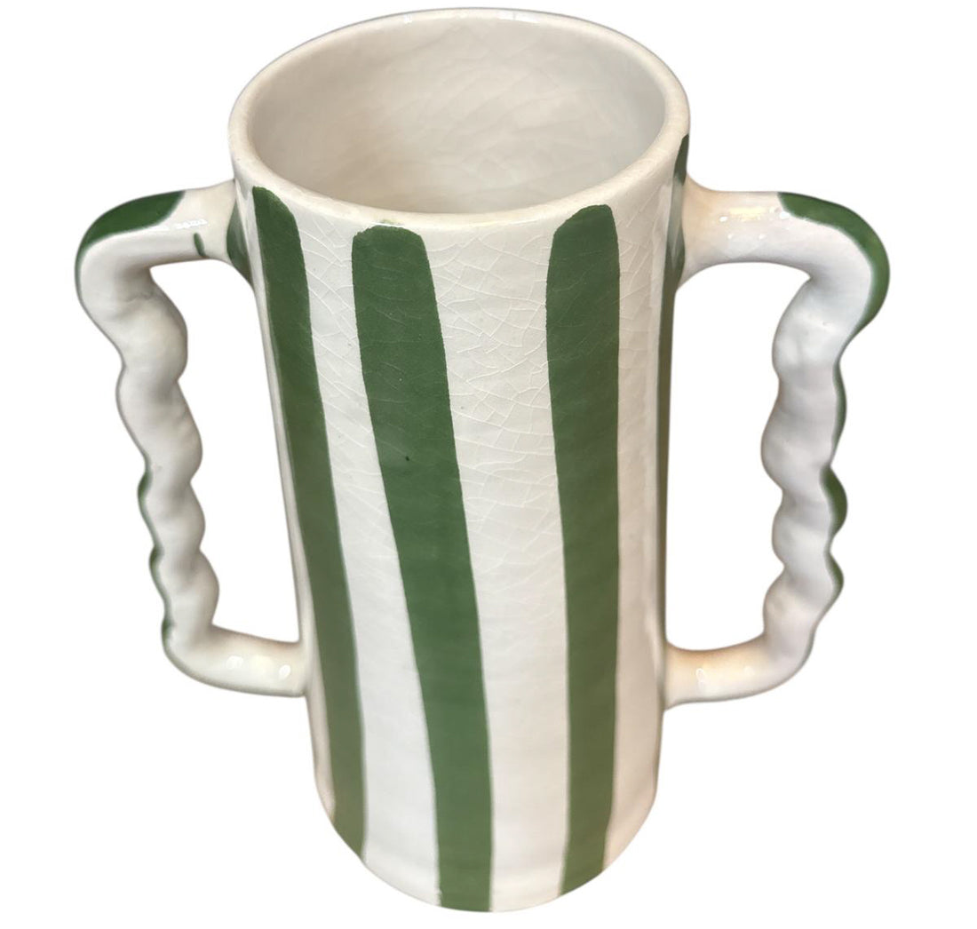 Handgefertigte Keramikvase mit Doppelgriff – 25 cm