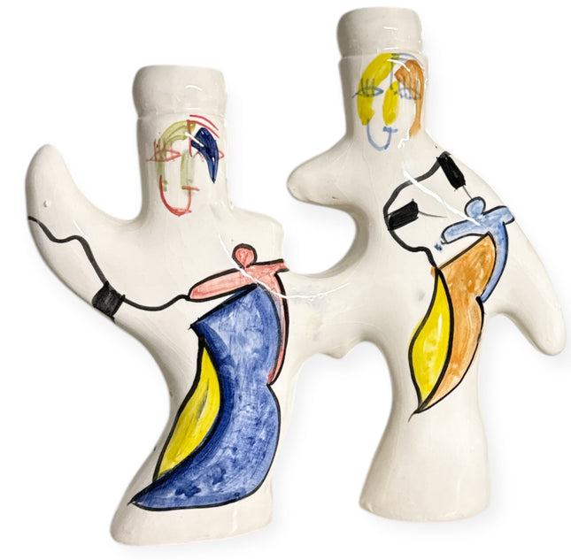 Handmade Moroccan Candlestick / Vase with Abstract Face Design