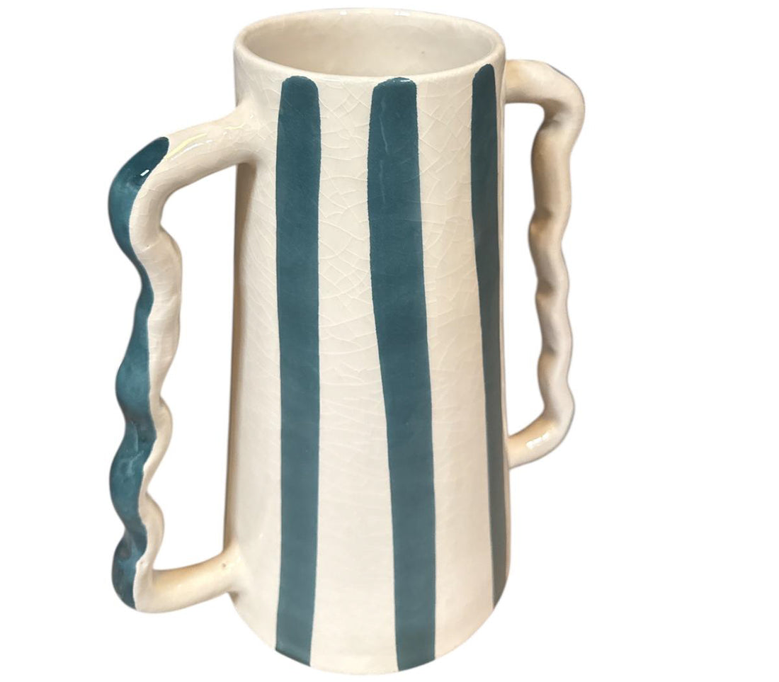 Handgefertigte Keramikvase mit Doppelgriff – 25 cm