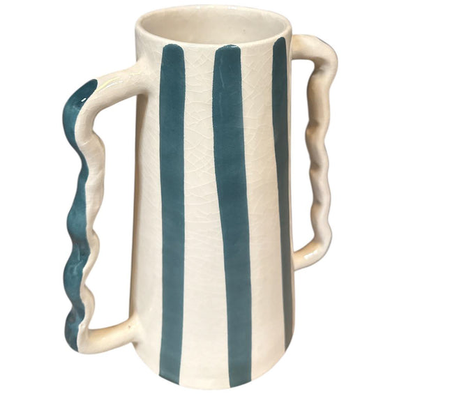 Handgefertigte Keramikvase mit Doppelgriff – 25 cm