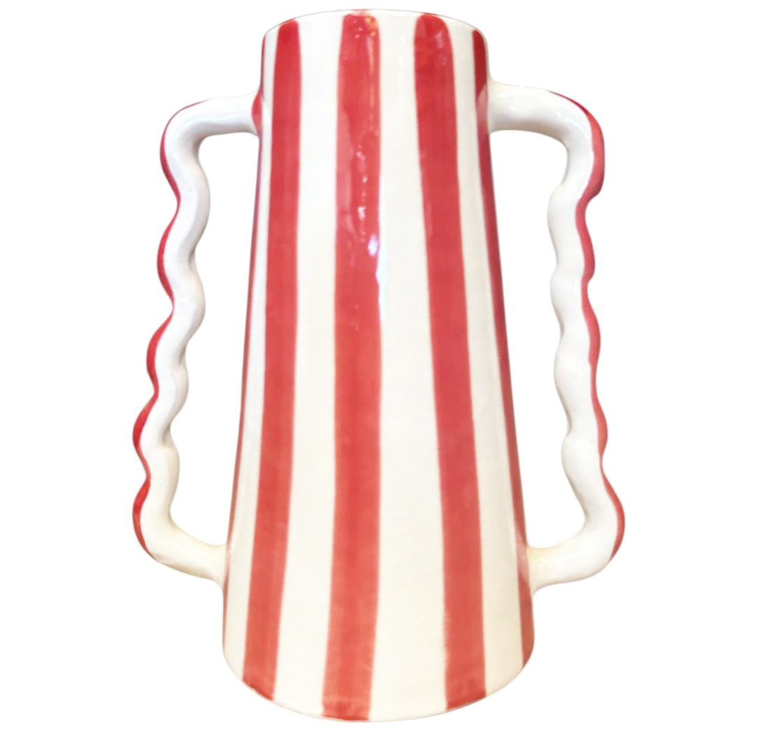 Handgefertigte Keramikvase mit Doppelgriff – 25 cm