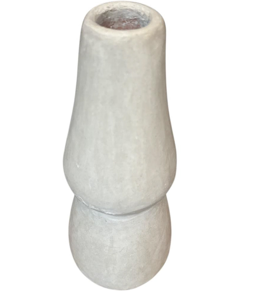 Handgemaakte keramieken vaas 30 cm – mat wit / crèmekleurig design – foto 3